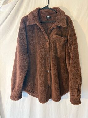 PacSun Plush Teddy Jacket in Rich Brown